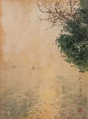 Chen Chi, Sunlight on Water, watercolor on paper mounted to fabric