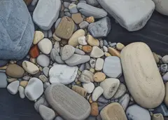 Alan Magee, Stones with Red Brick, 1982, acrylic on canvas