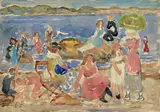 Maurice Brazil Prendergast, A Day at the Beach, circa 1920-23, watercolor, pencil, charcoal and pastel on paper