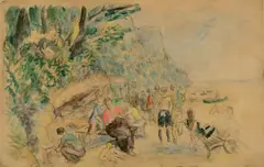 William James Glackens, Along the Palisades, watercolor and graphite on paper laid down on paper