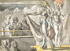 Reginald Marsh, Hudson Burlesk: A Double-Sided Work, 1944-45, watercolor, graphite and ink on paper