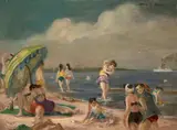 Cecil Crosley Bell, Beach Group, 1956, oil on gessoed Masonite