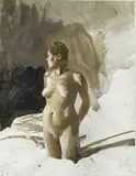 Andrew Wyeth, On Her Knees, 1975, watercolor and pencil on paper