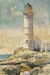 Childe Hassam, White Island Light, Isles of Shoals, 1886, watercolor on paper