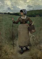 Charles Sprague Pearce, Across the Common, circa 1884, oil on canvas