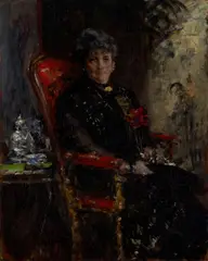 Study for the Portrait of Mme. E. H. Bensel (Lady at the Window) by William Merritt Chase, circa 1912, oil on canvas, sold Nov 2023