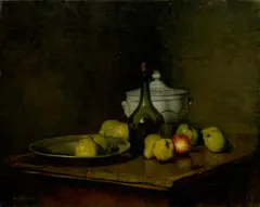 Emil Carlsen, Still Life with Bottle and Tureen, circa 1889, oil on canvas