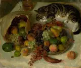 John Koch, Still Life with Fruit and Cat