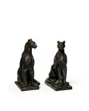William Zorach, Pumas: A Pair of Bronzes, bronze with dark brown and verdigris patina, each