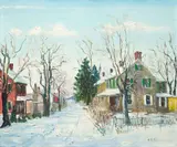 Walter Emerson Baum, Chapel Village, oil on canvas