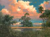 Albert E. Backus, Evening on the Marsh, oil on canvas