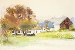 The Thurber's Tree by Wolf Kahn, 1978, pastel on paper, sold May 2023