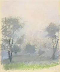Near Trees by Wolf Kahn, 1968, pastel on paper, sold May 2023