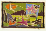 Werner Drewes, Mexican Landscape, 1951, oil on paper laid down on paper