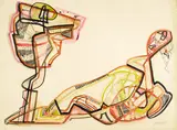 Linear Abstraction in Pink and Green by Rolph Scarlett, watercolor, ink and pen on paper, offered May 2023