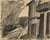 Oscar Florianus Bluemner, East Side of Plane Looking South, Bloomfield, New Jersey, 1916, crayon and graphite on paper