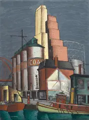 Glenn O. Coleman, The Dock, oil on canvas