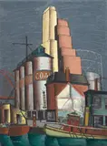 Glenn O. Coleman, The Dock, oil on canvas
