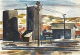 The Railyard by Andrew Dasburg, 1930, watercolor and graphite on paper, offered May 2023