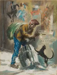 Best of Friends by Everett Shinn, 1920, watercolor, pastel, charcoal and graphite on board, sold May 2023