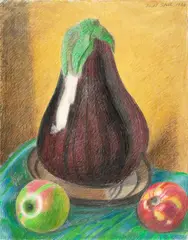 Joseph Stella, Eggplant, 1944, crayon and silverpoint on paper