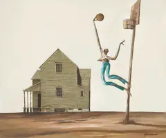 Ernie Barnes, The Shot, 1985, acrylic on canvas