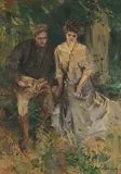 Howard Chandler Christy, Man and Woman in a Garden