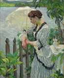 Edward Cucuel, Woman with a Parasol, oil on canvas