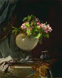 Martin Johnson Heade, Apple Blossoms in a Nautilus Shell Vase, circa 1870-75, oil on canvas
