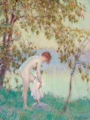 Edward Dufner, Bather in Early Morning Light, oil on board