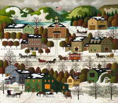 Charles Wysocki, Blossom River Junction, oil on canvas