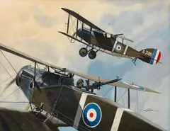 Thomas M. Hoyne, Bristol Fighters, gouache, watercolor and graphite on board