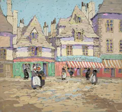 Eleanor Parke Custis, French Street Scene, gouache and charcoal on paper