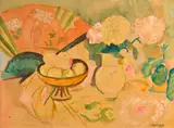 Max Pechstein, Stillleben mit Blumen, 1917, watercolor and pencil on paper