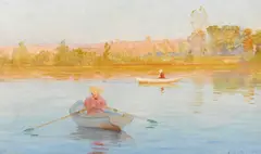 Ernest Baillet, Femmes dans une chaloupe, oil on canvas
