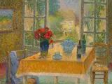 Henri-Jozef Pauwels, Scène d'intérieur au jardin, oil on canvas