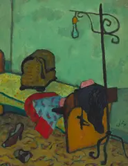 Joseph Solman, Sewing Basket and Lamp, 1938, oil on canvasboard