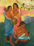 Mabel Alvarez, Untitled (after Paul Gauguin's Maternité, Femme au bord de la mer), oil on canvasboard