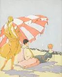 Eleanor Parke Custis, At the Beach, gouache and graphite on paper