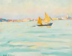 On the Lagoon, Venice by Jane Peterson, circa 1915, oil on board, sold Mar 2022