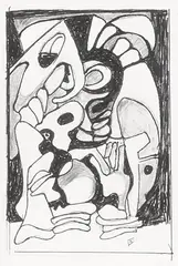 Blake Edwards, Abstract Figures, ink and graphite on paper