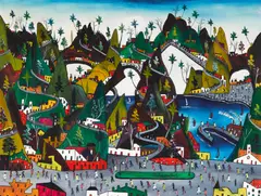 Préfète Duffaut, Landscape, acrylic on canvas