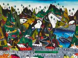 Préfète Duffaut, Landscape, acrylic on canvas