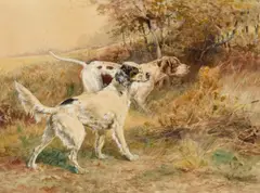 Edmund Henry Osthaus, Two setters, watercolor on paper