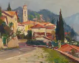Emile Gruppé, Lake Como, oil on canvas
