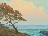 Roi Clarkson Coleman, Sunset Glow, Torrey Pines, oil on canvasboard