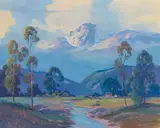 George Sanders Bickerstaff, Mountain Scene, oil on canvas