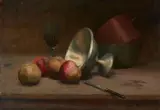 Jean Mannheim, Still Life with Apples and Pewter, oil on canvas