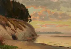 Ludmilla Welch, Sunset on the Shore, oil on card