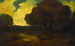 Oak Trees by William Keith, oil on canvas, sold Dec 2022